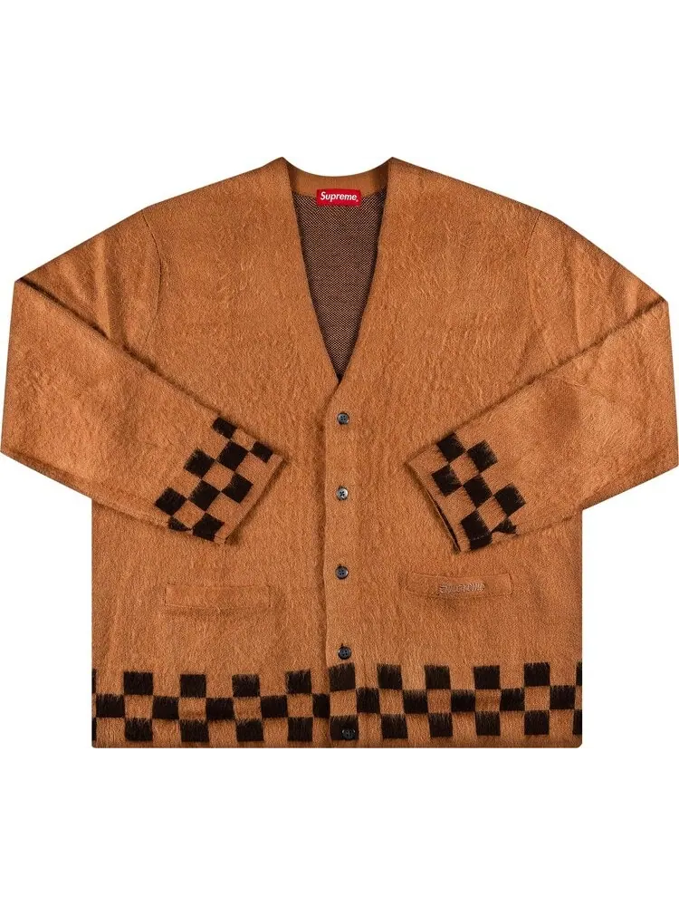 Кардиган Supreme Brushed Checkerboard Cardigan 'Camel' — изображение 1 из 2, загар