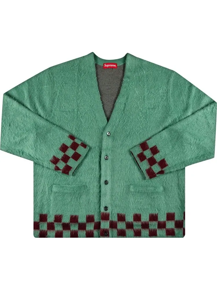 Кардиган Supreme Brushed Checkerboard Cardigan Mint — изображение 1 из 2, зеленый