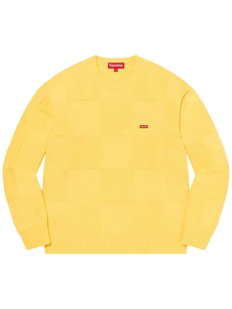 Свитер Supreme Tonal Checkerboard Small Box Sweater 'Yellow' — изображение 1 из 1, желтый