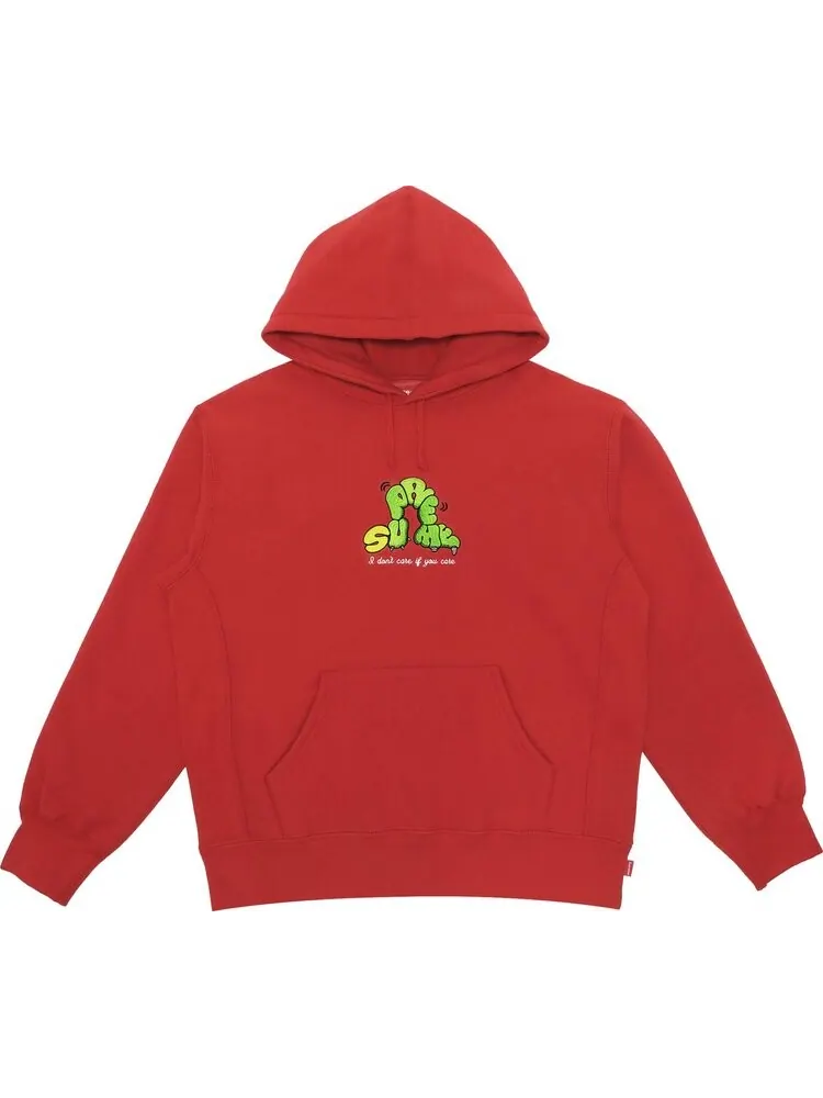 Толстовка Supreme Don't Care Hooded Sweatshirt 'Burnt Red' — изображение 1 из 1, красный