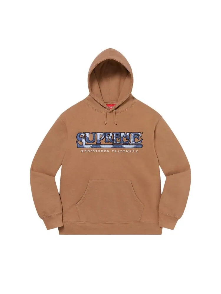 Толстовка Supreme Denim Logo Hooded Sweatshirt Brown — изображение 1 из 1, коричневый