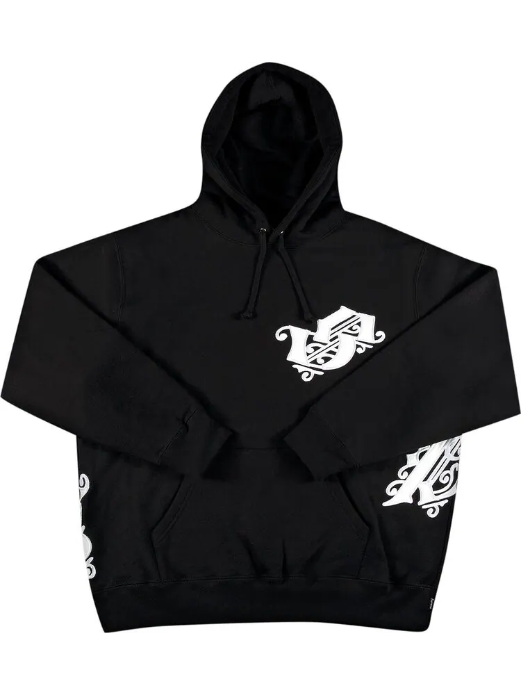 Толстовка Supreme Old English Wrap Hooded Sweatshirt 'Black' — изображение 1 из 3, черный