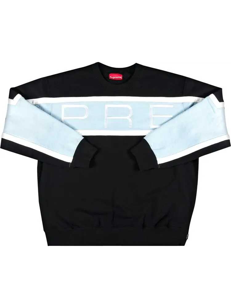 Толстовка Supreme Paneled Crewneck 'Black' — изображение 1 из 2, черный