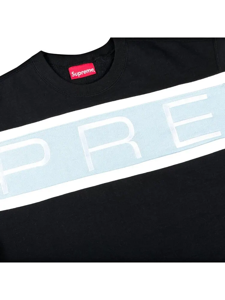 Толстовка Supreme Paneled Crewneck 'Black' — изображение 2 из 2, черный
