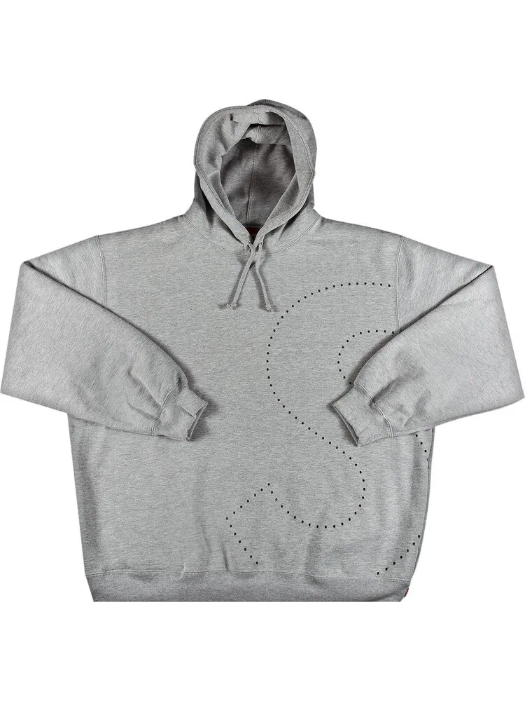 Толстовка Supreme Laser Cut S Logo Hooded Sweatshirt 'Heather Grey' — изображение 1 из 2, серый