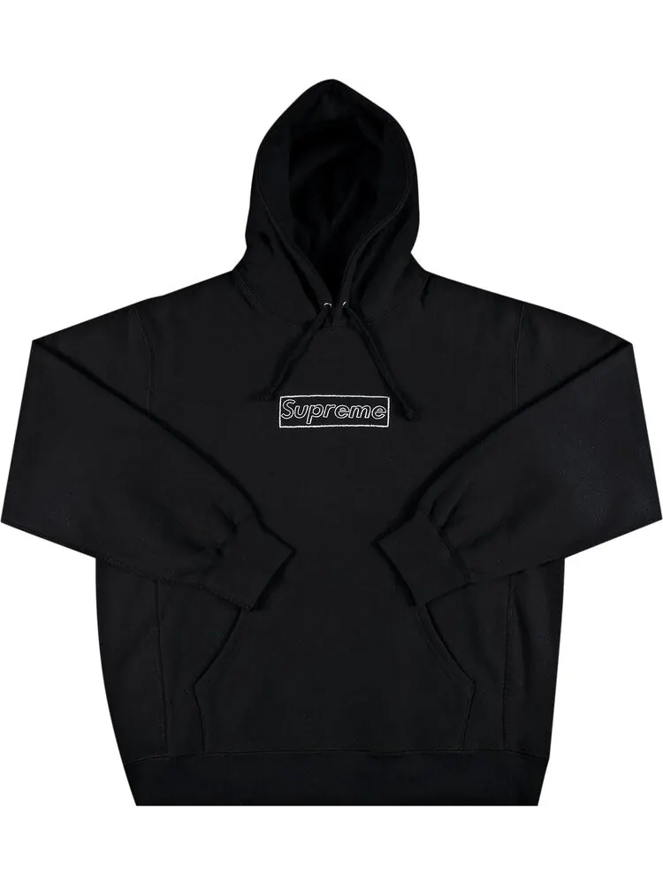 Толстовка Supreme x KAWS Chalk Logo Hooded Sweatshirt 'Black' — изображение 1 из 2, черный