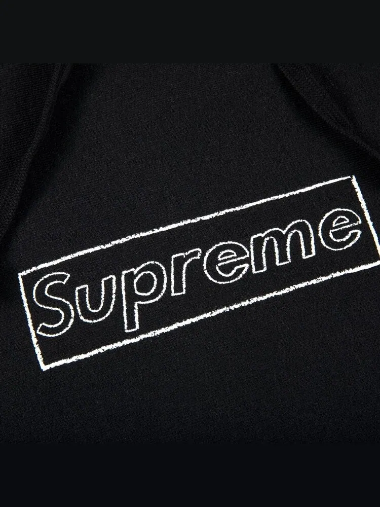 Толстовка Supreme x KAWS Chalk Logo Hooded Sweatshirt 'Black' — изображение 2 из 2, черный