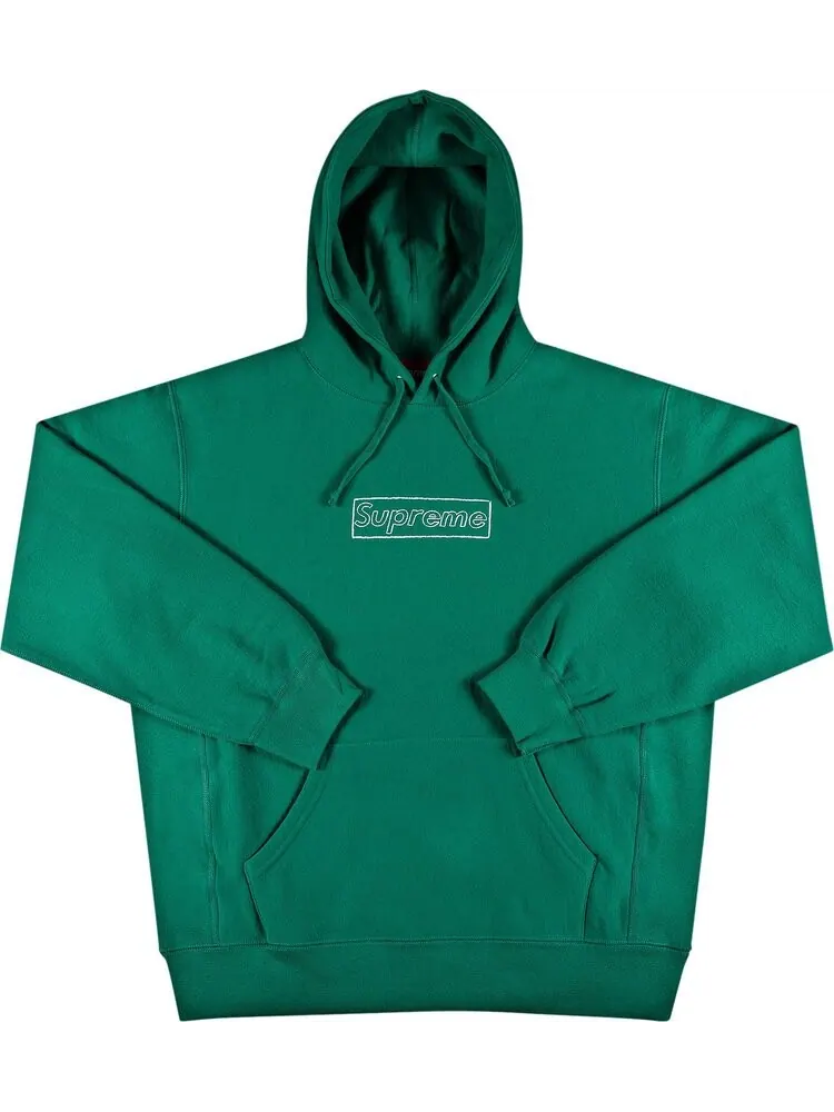 Толстовка Supreme x KAWS Chalk Logo Hooded Sweatshirt 'Light Pine' — изображение 1 из 2, зеленый