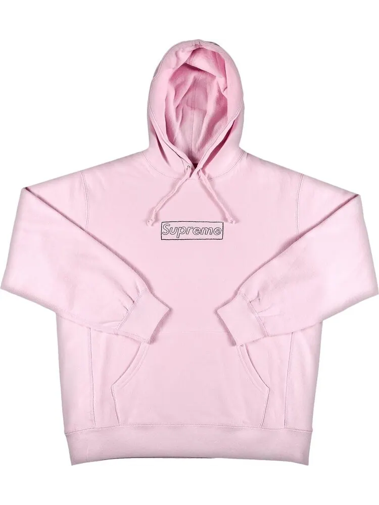 Толстовка Supreme x KAWS Chalk Logo Hooded Sweatshirt 'Light Pink' — изображение 1 из 2, розовый