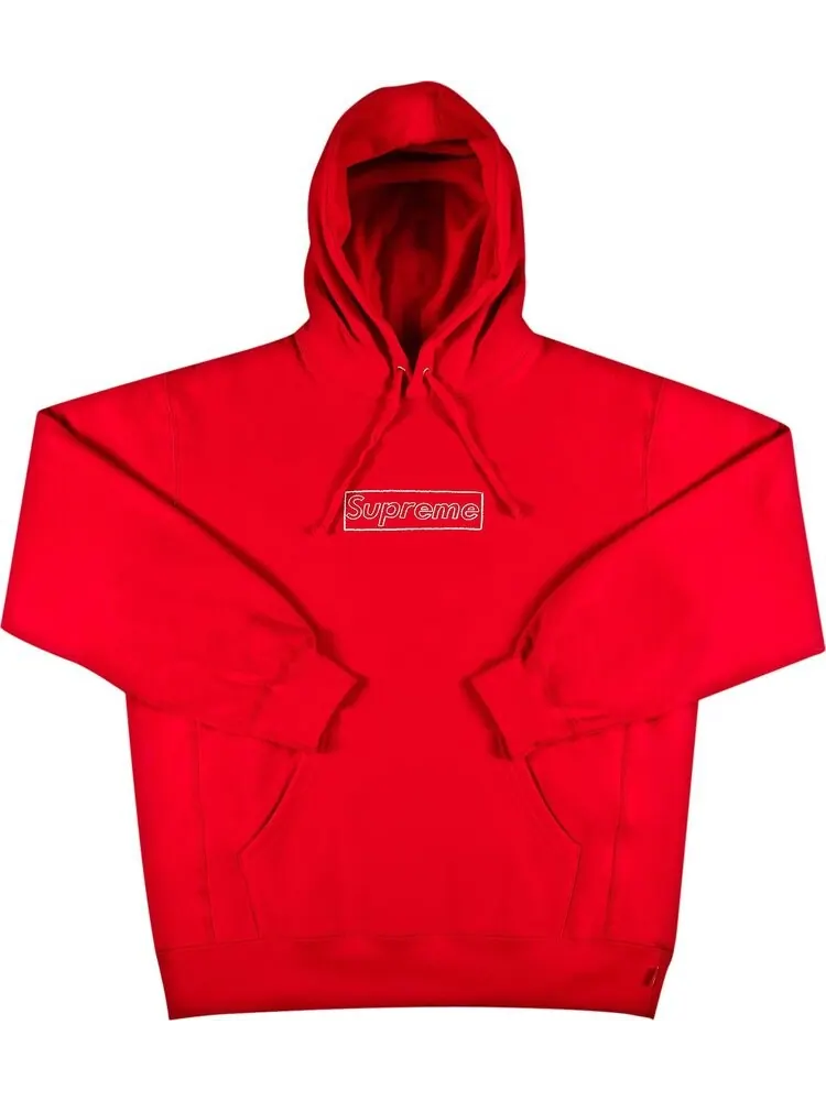 Толстовка Supreme x KAWS Chalk Logo Hooded Sweatshirt 'Red' — изображение 1 из 2, красный