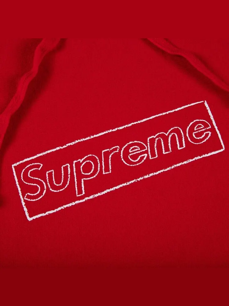 Толстовка Supreme x KAWS Chalk Logo Hooded Sweatshirt 'Red' — изображение 2 из 2, красный