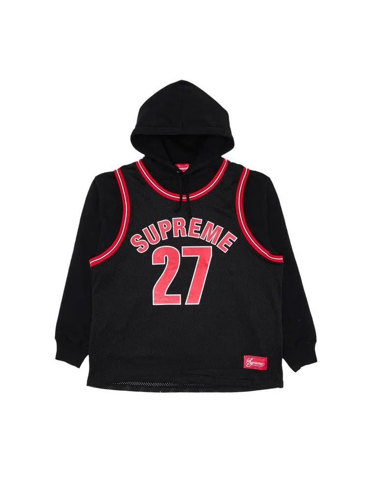Толстовка Supreme Basketball Jersey Hooded Sweatshirt — изображение 1 из 3, черный