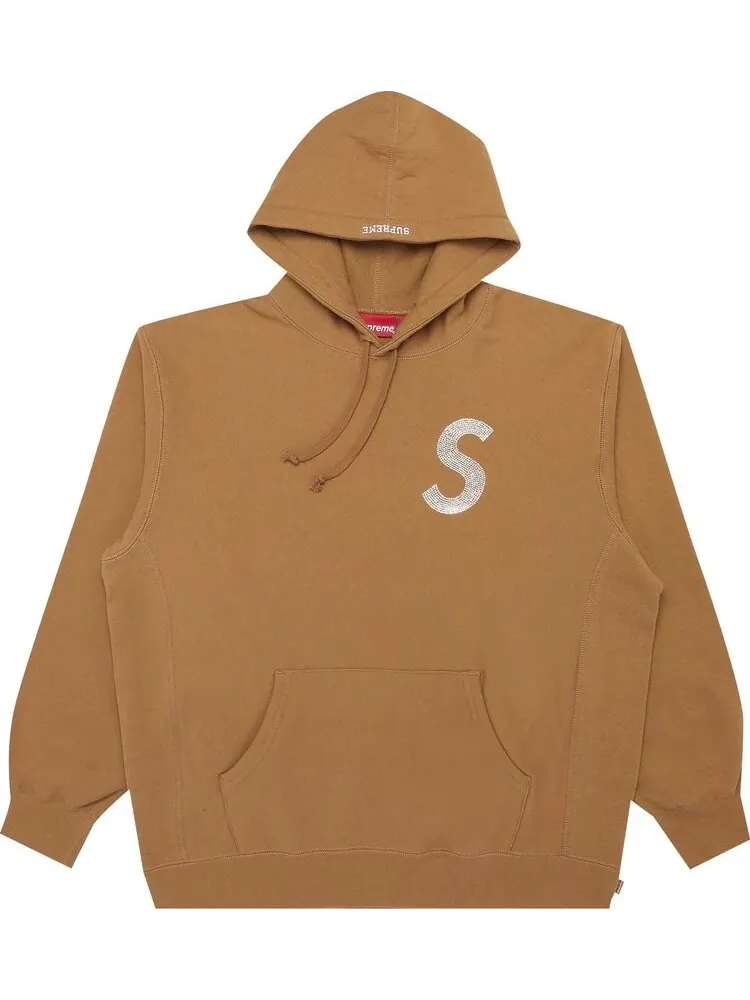 Толстовка Supreme x Swarovski S Logo Hooded Sweatshirt 'Brown' — изображение 1 из 3, коричневый