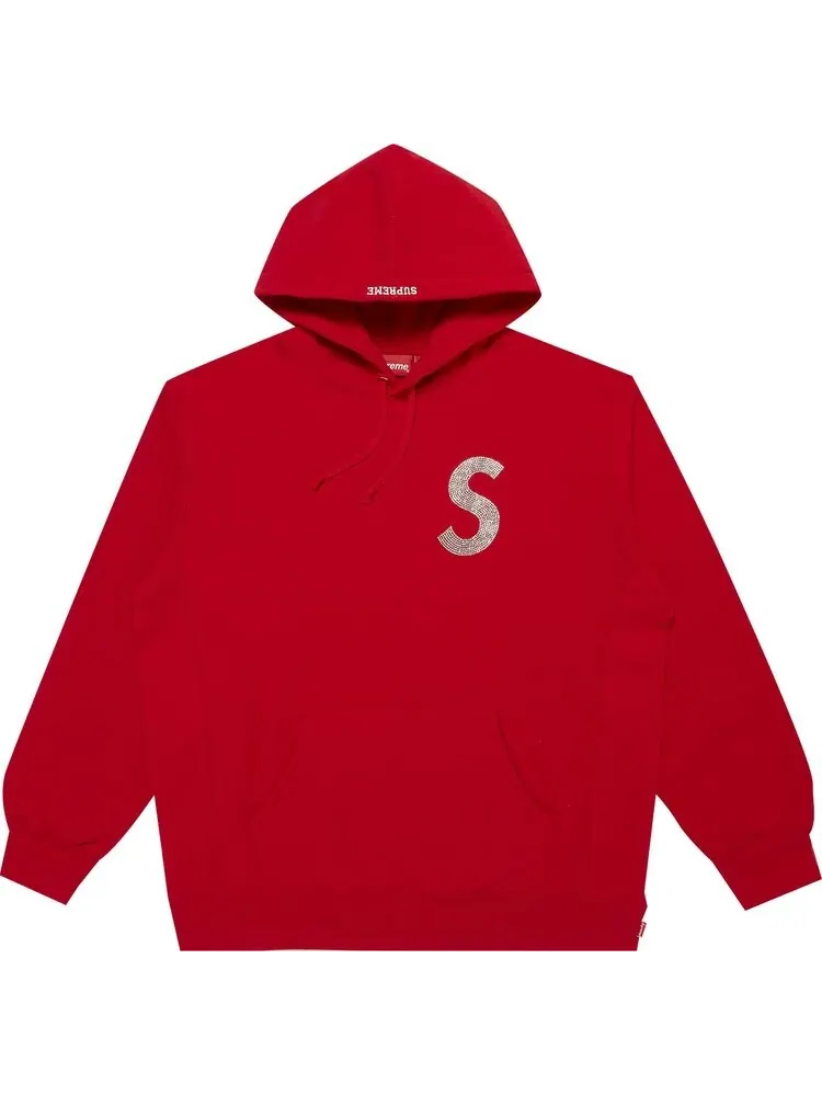 Толстовка Supreme x Swarovski S Logo Hooded Sweatshirt 'Red' — изображение 1 из 3, красный