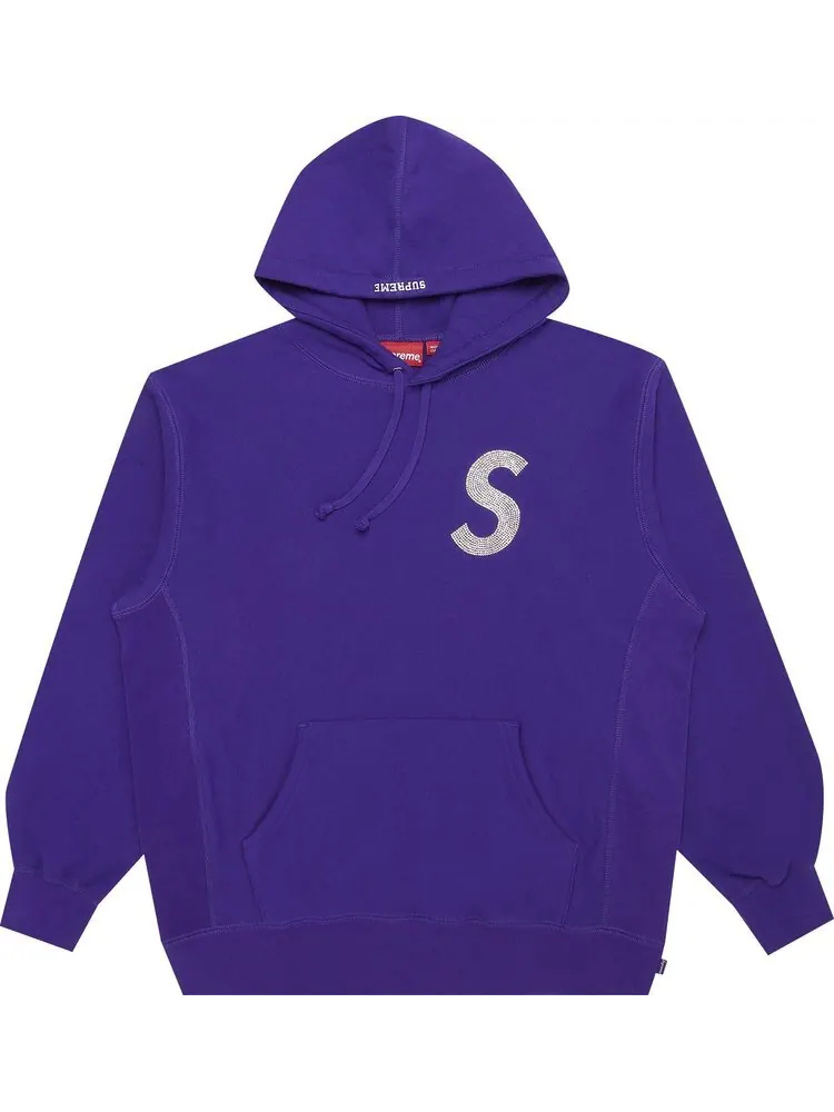 Толстовка Supreme x Swarovski S Logo Hooded Sweatshirt 'Purple' — изображение 1 из 3, фиолетовый