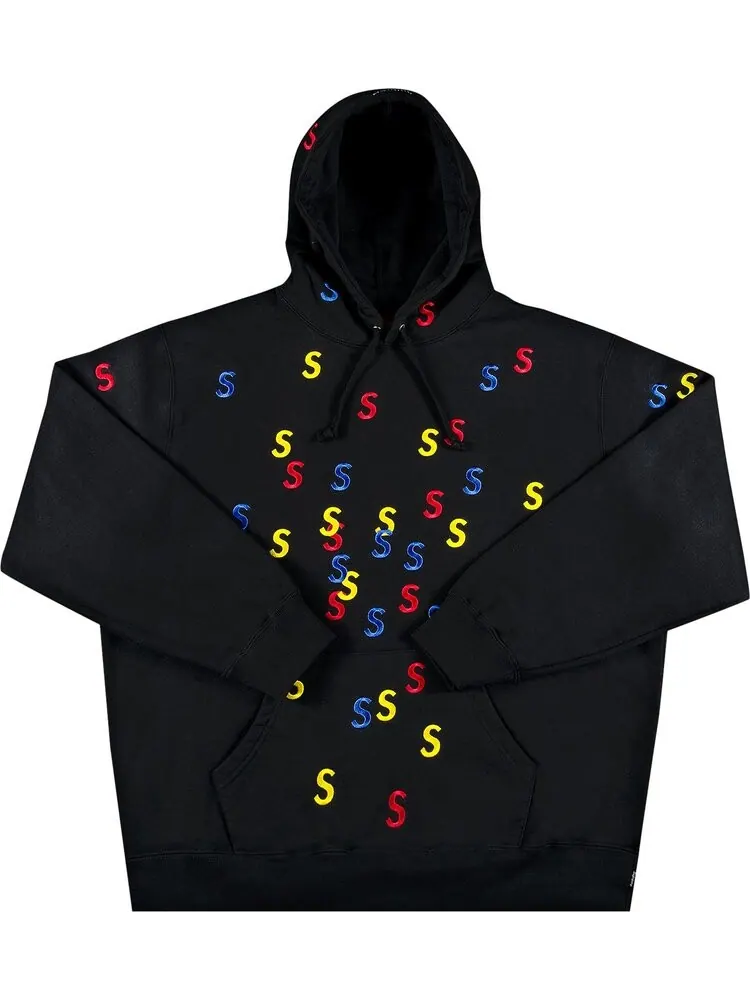 Толстовка Supreme Embroidered S Hooded Sweatshirt 'Black' — изображение 1 из 2, черный