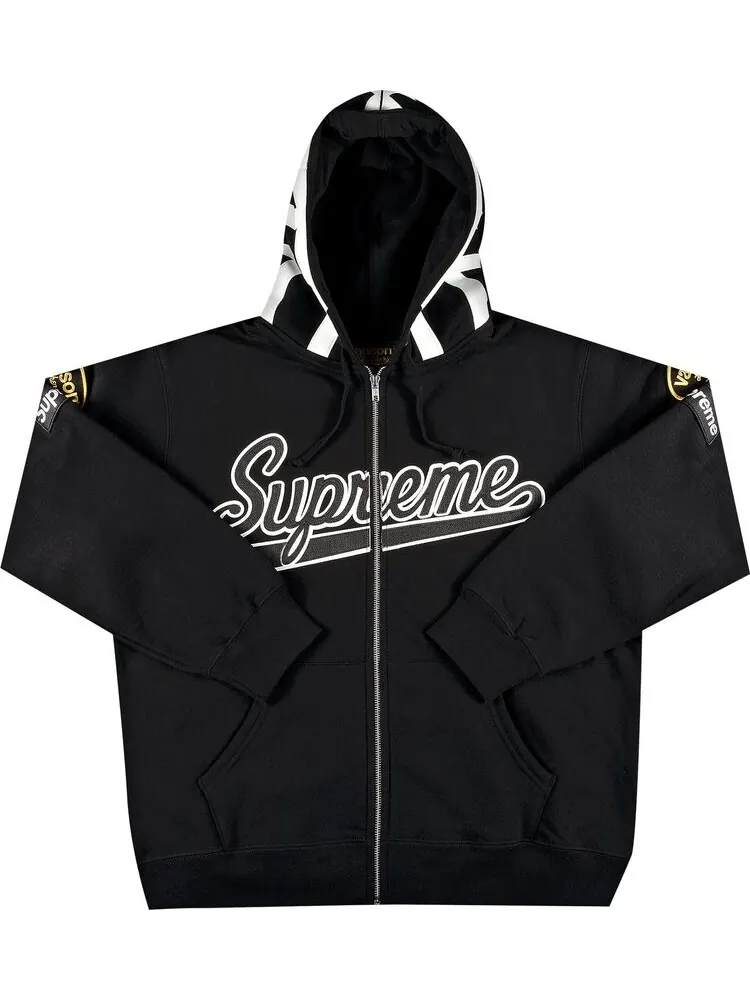 Толстовка Supreme x Vanson Leathers Spider Web Zip Up Hooded Sweatshirt 'Black' — изображение 1 из 3, черный