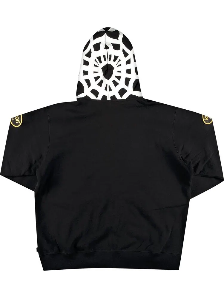Толстовка Supreme x Vanson Leathers Spider Web Zip Up Hooded Sweatshirt 'Black' — изображение 2 из 3, черный