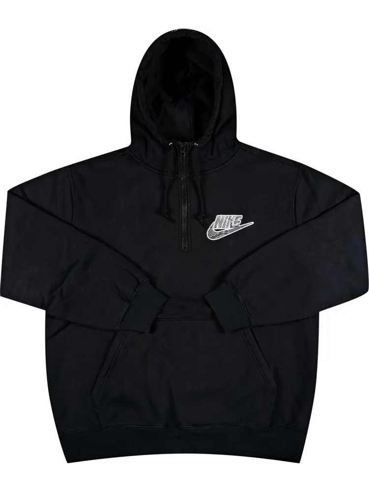 Толстовка Supreme x Nike Half Zip Hooded Sweatshirt 'Black' — изображение 1 из 2, черный