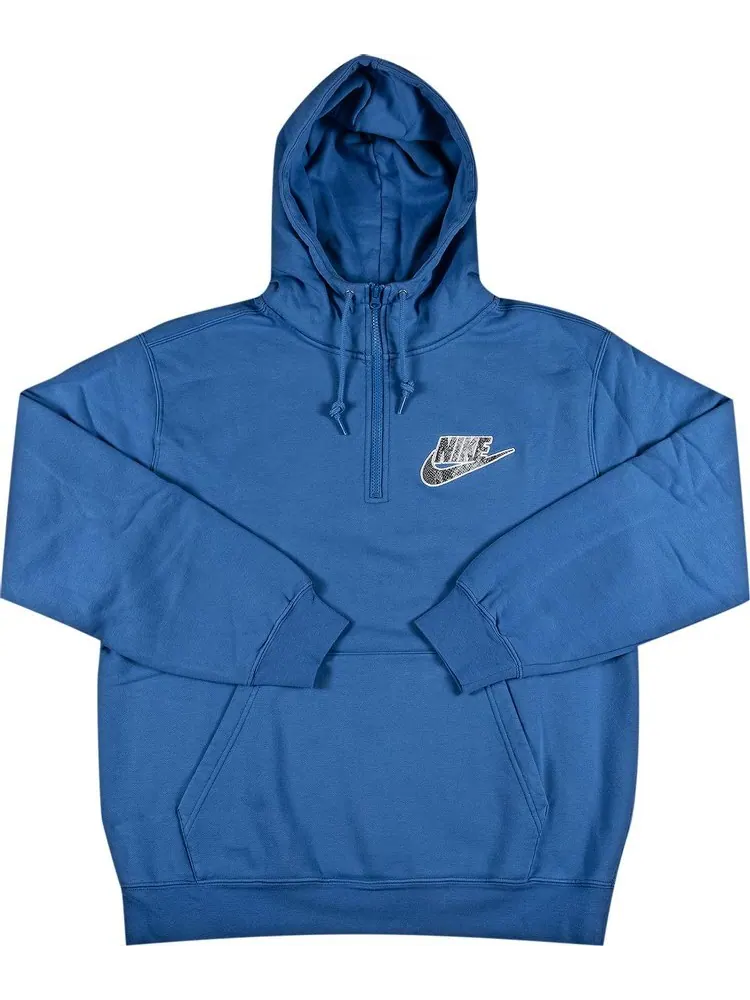 Футболка Supreme x Nike Half Zip Hooded Sweatshirt Blue — изображение 1 из 2, синий