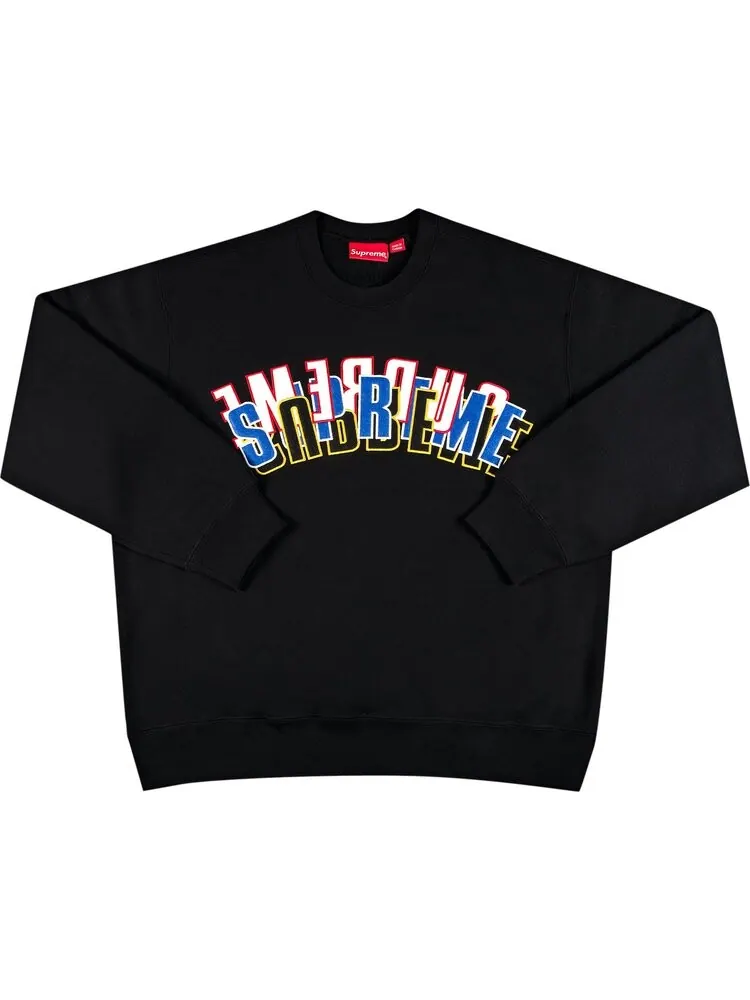 Толстовка Supreme Stacked Crewneck 'Black' — изображение 1 из 2, черный