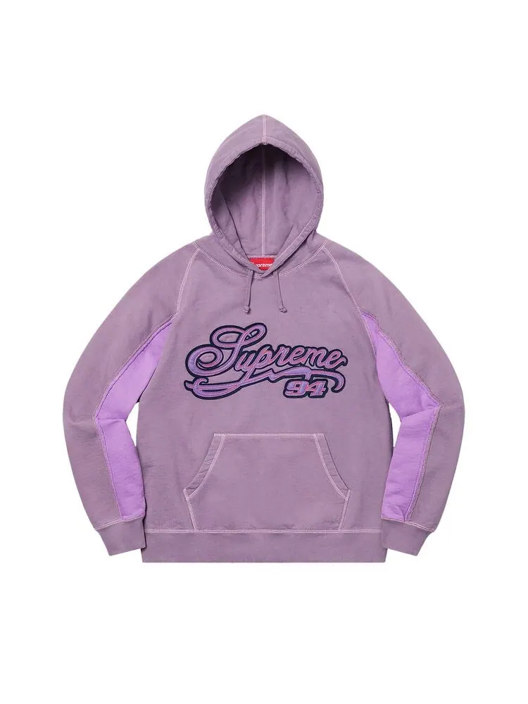 Толстовка Supreme Paneled Script Hooded Sweatshirt Dusty Purple — изображение 1 из 1, фиолетовый