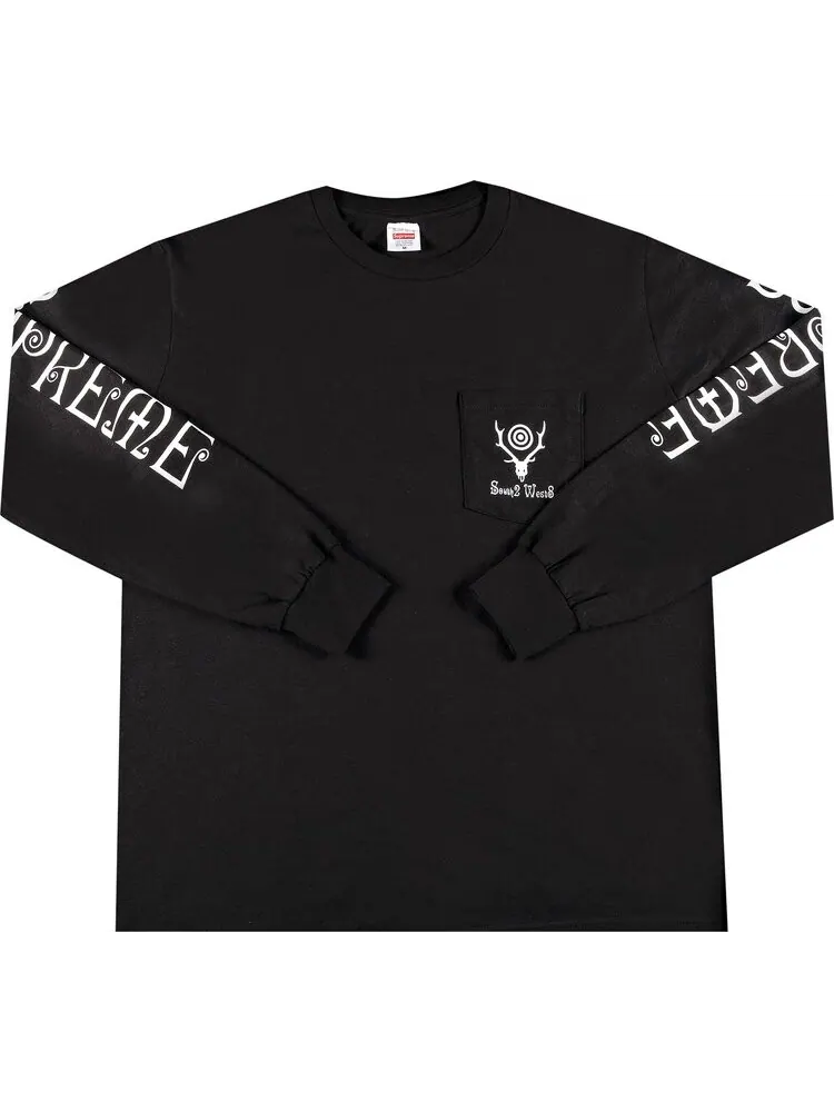 Лонгслив Supreme x SOUTH2 WEST8 Long-Sleeve Pocket Tee 'Black' — изображение 1 из 3, черный
