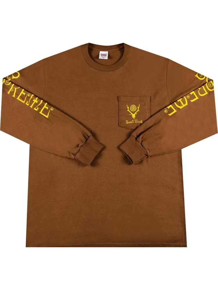 Лонгслив Supreme x SOUTH2 WEST8 Long-Sleeve Pocket Tee 'Brown' — изображение 1 из 3, коричневый