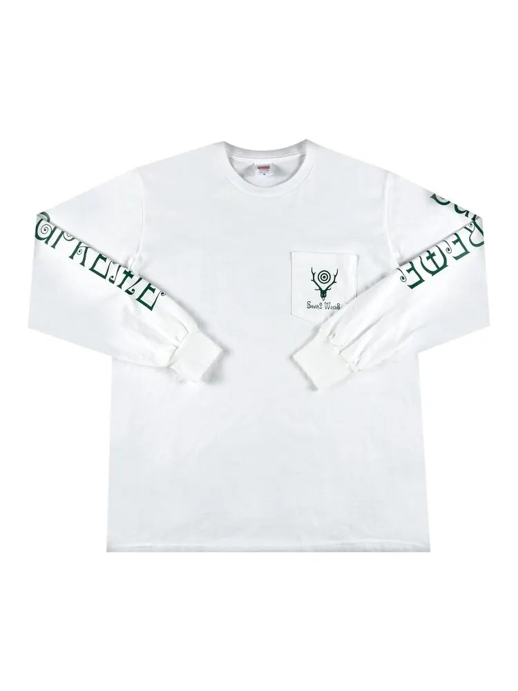 Лонгслив Supreme x SOUTH2 WEST8 Long-Sleeve Pocket Tee 'White' — изображение 1 из 3, белый