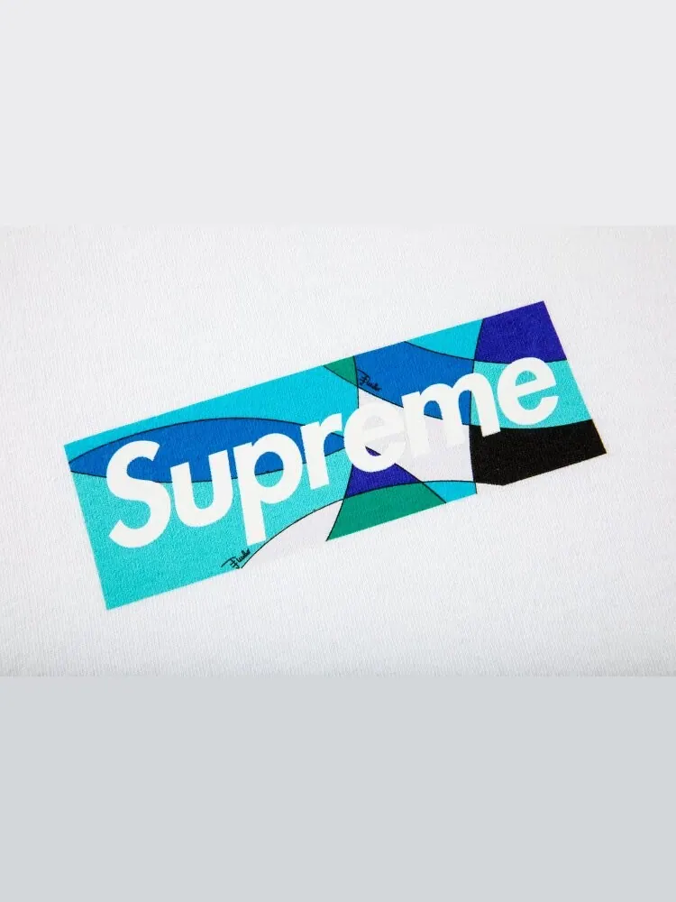 Футболка Supreme x Emilio Pucci Box Logo Tee 'White/Blue' — изображение 2 из 2, белый