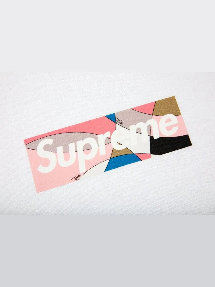 Футболка Supreme x Emilio Pucci Box Logo Tee 'White/Dusty Pink' — изображение 2 из 2, белый