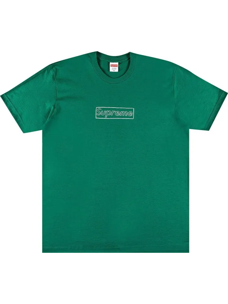 Футболка Supreme x KAWS Chalk Logo Tee 'Light Pine' — изображение 1 из 2, зеленый
