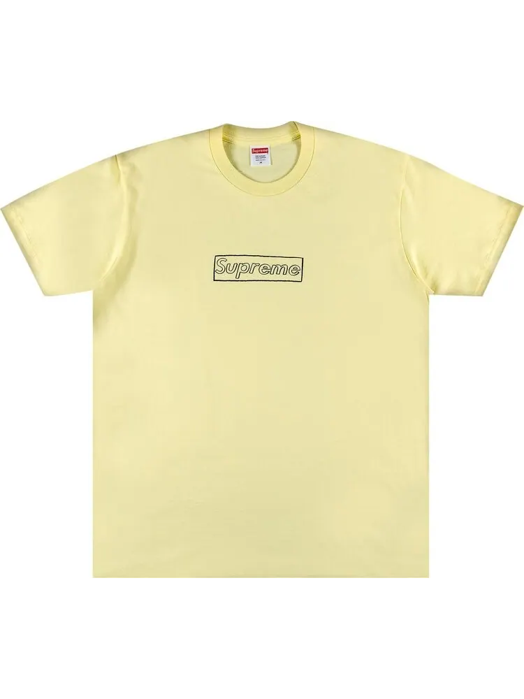 Футболка Supreme x KAWS Chalk Logo Tee Pale Yellow — изображение 1 из 2, желтый