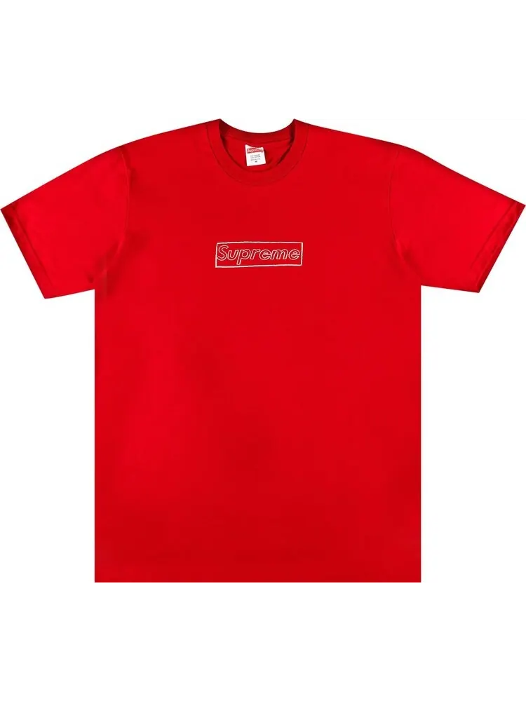 Футболка Supreme x KAWS Chalk Logo Tee 'Red' — изображение 1 из 2, красный
