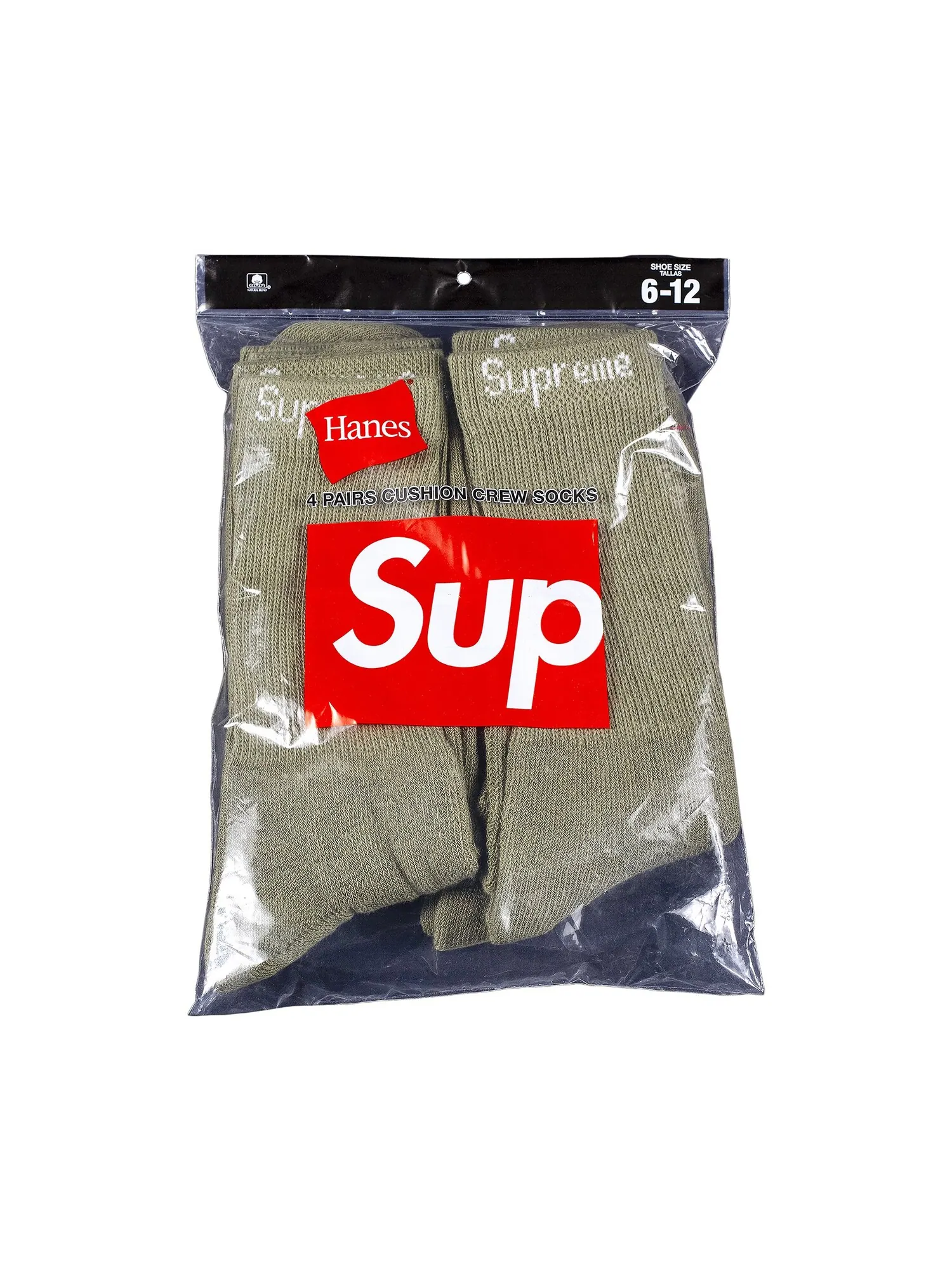 Носки Supreme x Hanes Crew (4 шт.) — изображение 1 из 1, оливковый