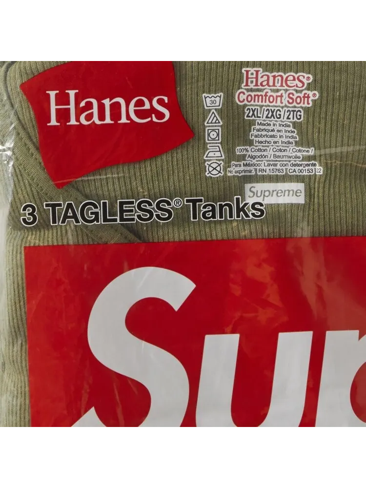 Топ Supreme x Hanes Tagless Tank Tops (3 Pack) — изображение 3 из 3, зеленый