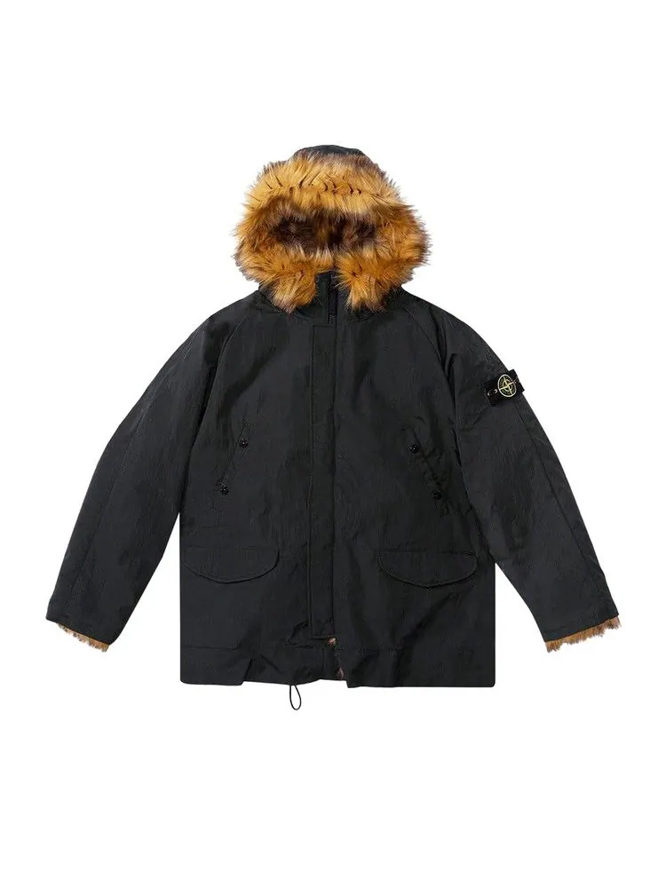 Парка Supreme x Stone Island Formula Steel Reversible Faux Fur Parka — изображение 1 из 2, черный