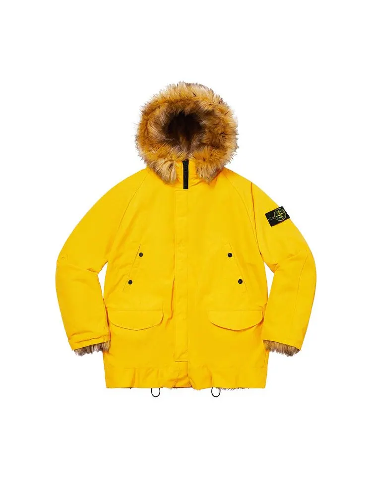Парка Supreme x Stone Island Formula Steel Reversible Faux Fur Parka — изображение 1 из 2, желтый