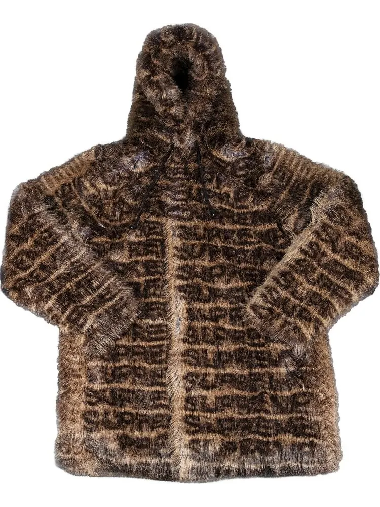 Пальто Supreme Faux Fur Hooded Coat 'Brown' — изображение 1 из 2, коричневый