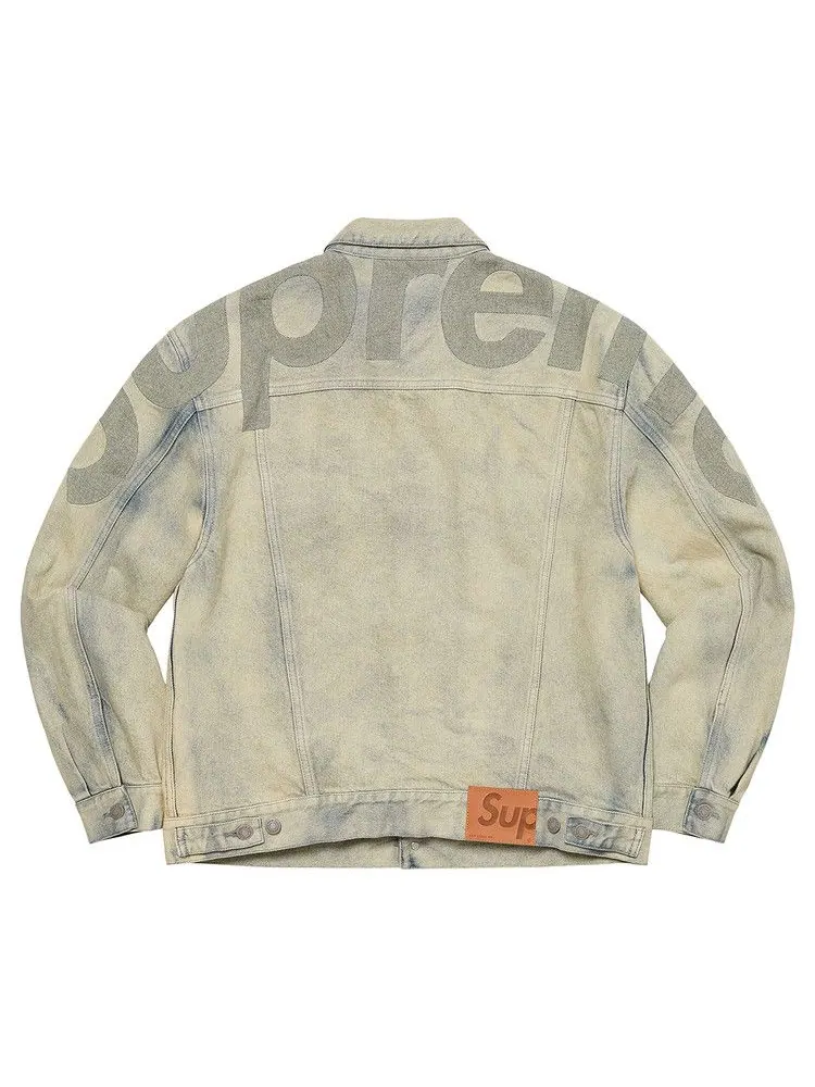 Куртка Supreme Inset Logo Denim Trucker Jacket, Dirty — изображение 2 из 2, серый