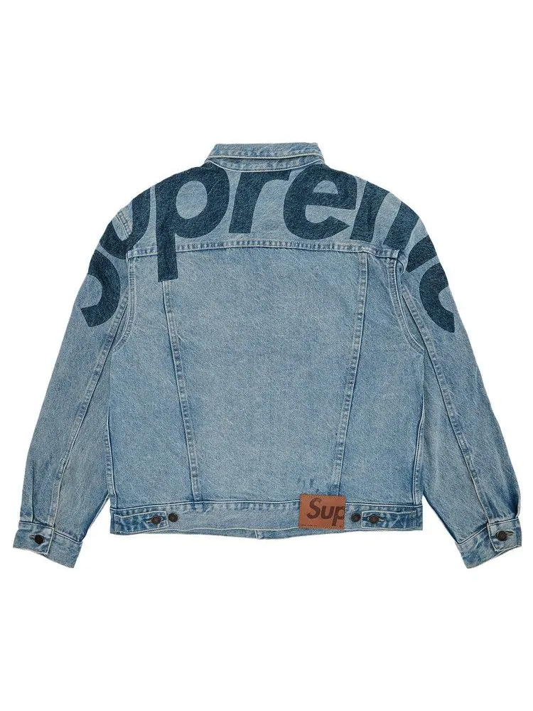 Куртка Supreme Inset Logo Denim Trucker Jacket — изображение 2 из 3, синий