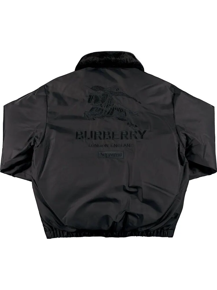 Пуховик Supreme x Burberry Shearling Collar Down Puffer Jacket 'Black' — изображение 2 из 3, черный