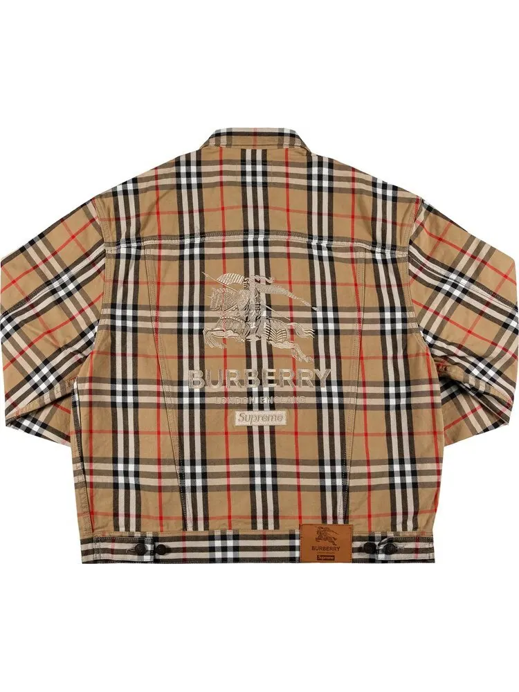 Куртка Supreme x Burberry Denim Trucker Jacket 'Beige' — изображение 2 из 3, загар