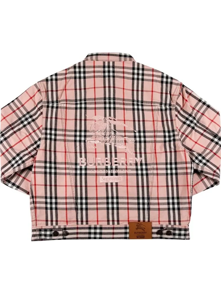 Куртка Supreme x Burberry Denim Trucker Jacket 'Pink' — изображение 2 из 3, розовый
