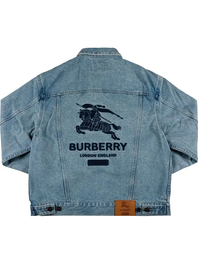 Куртка Supreme x Burberry Denim Trucker Jacket 'Washed Blue' — изображение 2 из 3, синий