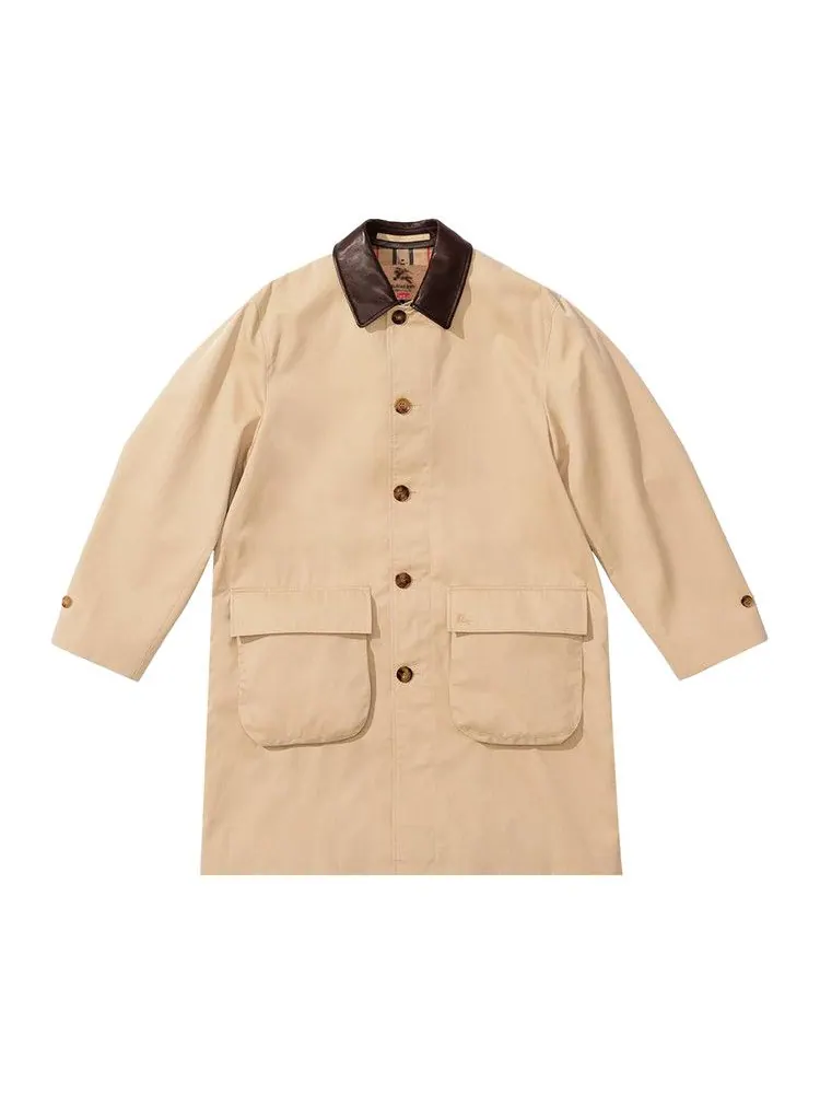Тренч Supreme x Burberry Leather Collar Trench — изображение 1 из 3, бежевый