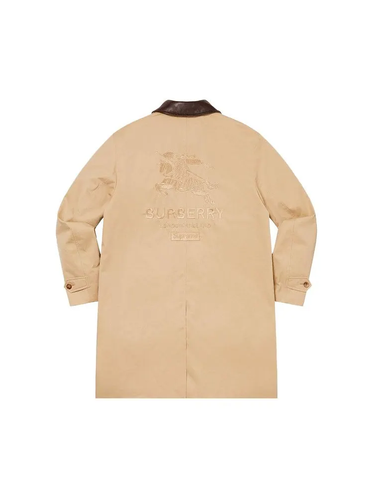 Тренч Supreme x Burberry Leather Collar Trench — изображение 2 из 3, бежевый