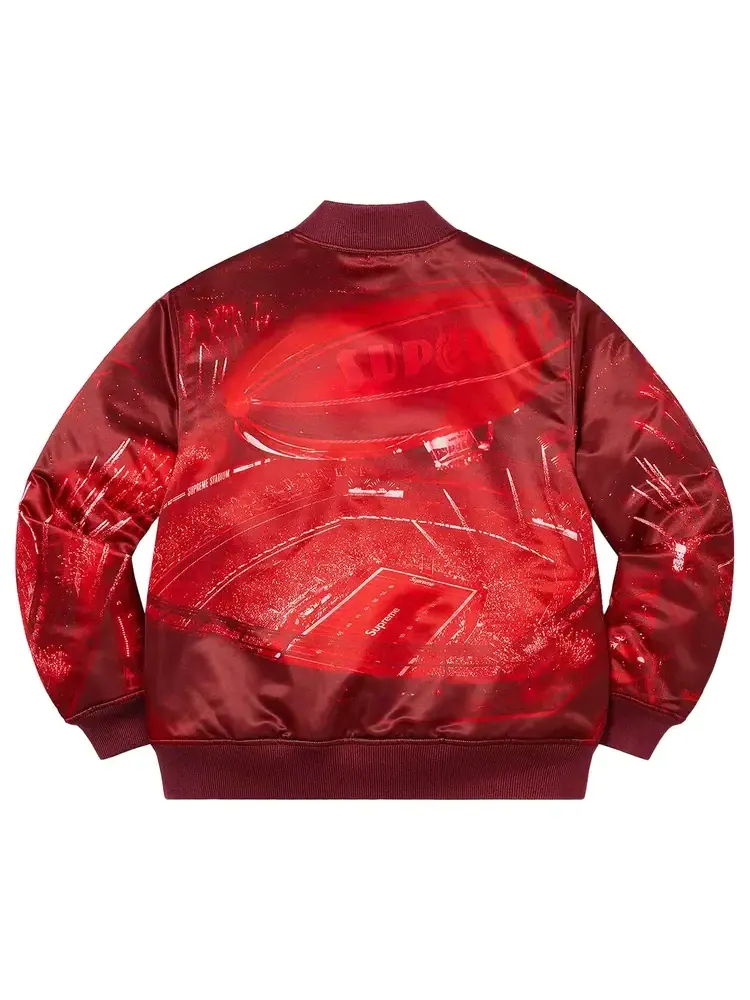 Куртка Supreme x Mitchell & Ness Stadium Satin Varsity Jacket 'Red' — изображение 2 из 2, красный