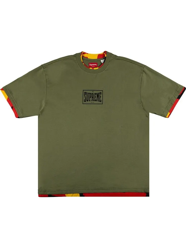 Футболка Supreme Layered Short-Sleeve Top 'Light Olive' — изображение 1 из 2, зеленый