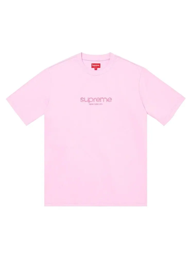 Топ Supreme Beaded Logo Short-Sleeve Top — изображение 1 из 1, розовый